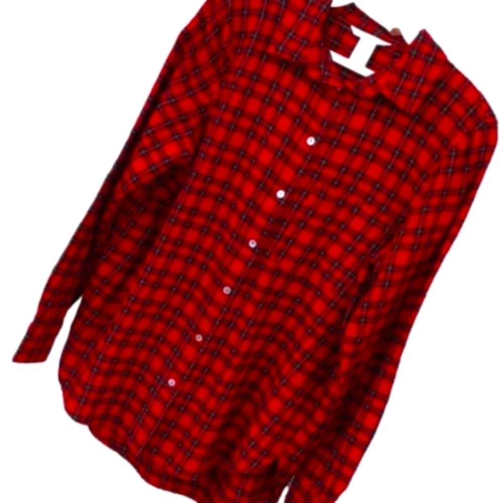 Sz S-M:  Red Hot Plaid Blouse by H&M